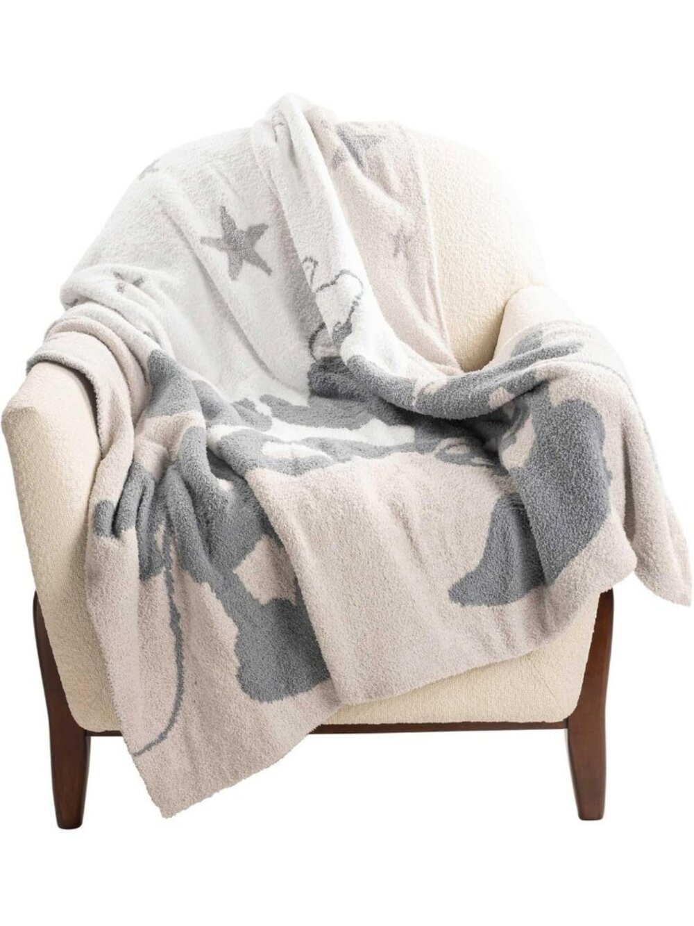 Cozy Mickey & Minnie Mouse Kids Throw Blanket - Soft 50x60 Fleece, Gray Stars